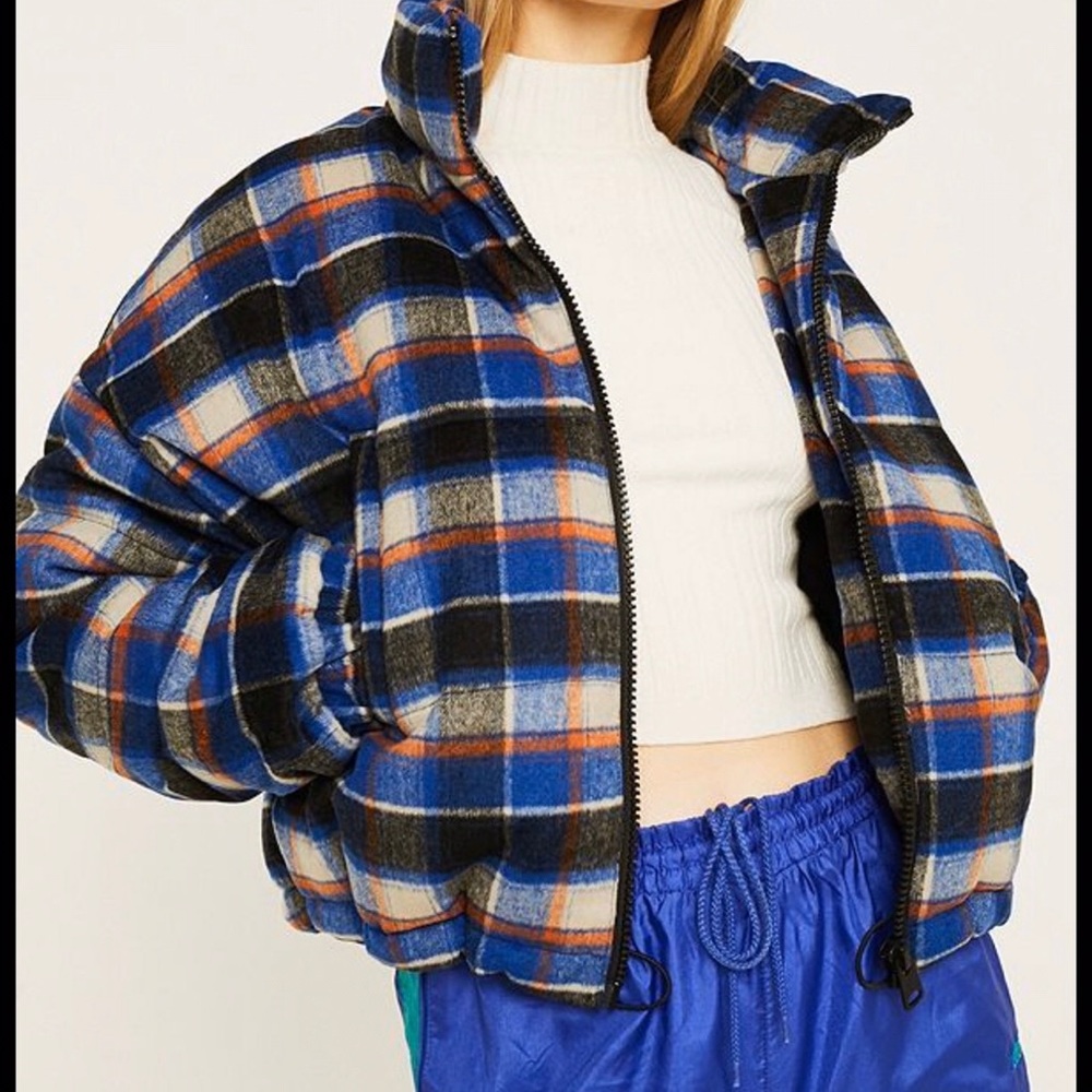 Urban Outfitters Plaid Puffer Coat